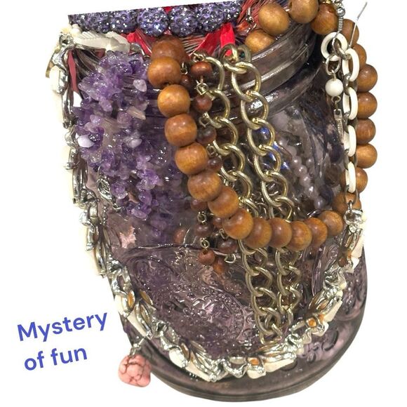 Estate Jewlery  purple mason jar. Mixed lot mystery Purple and Gold. Craftable - Picture 6 of 15